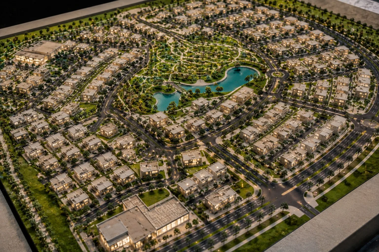 Masterplan scale model UAE — aerial view of community development