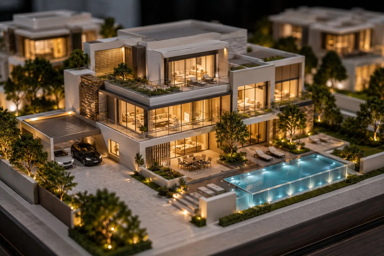 Villa scale model UAE — luxury compound with pool and landscaping